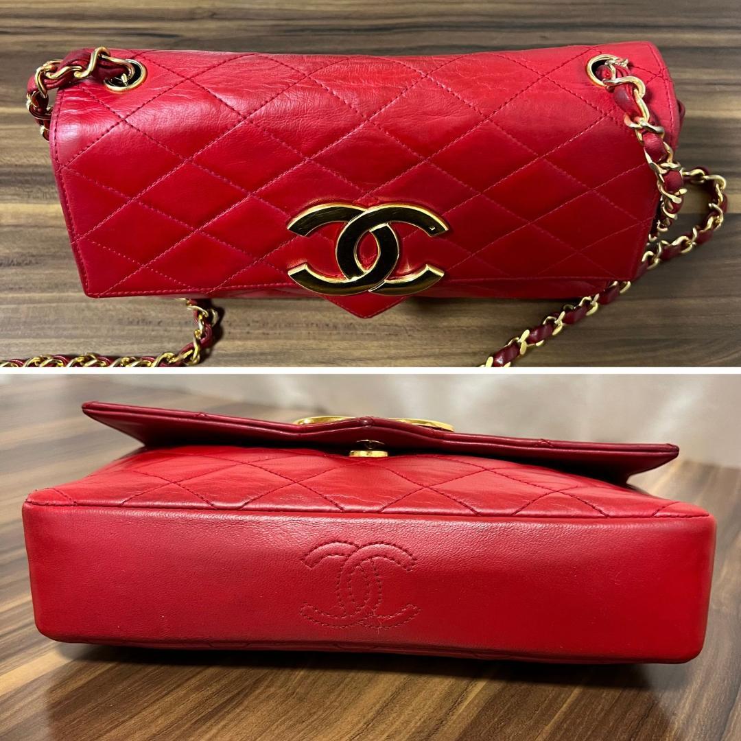 CHANEL シャネル デカココ シングルチェーン プッシュロック マトラッセ  ラムスキン ショルダーバッグ