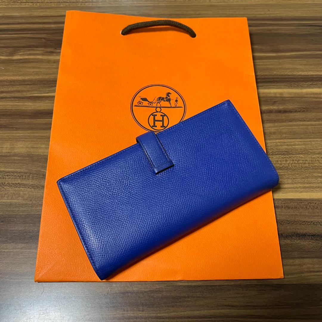 エルメス財布✨新品展示品 ✨HERMESベアンクラシック❤️二つ折り長財布♪ブルー