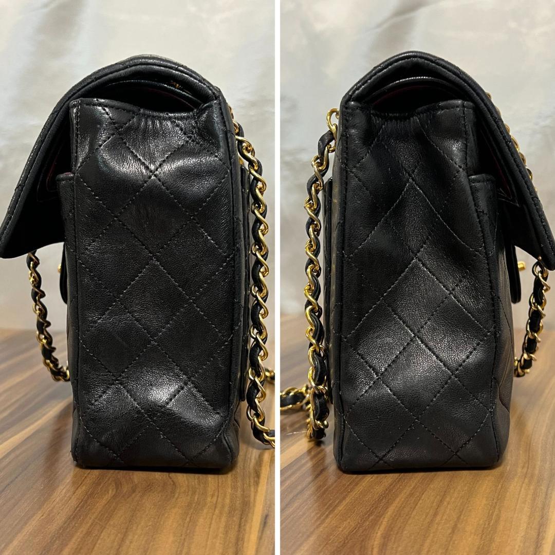 CHANEL シャネル ダブルフラップ ダブルチェーン マトラッセ 25 ラムスキン ショルダーバッグ