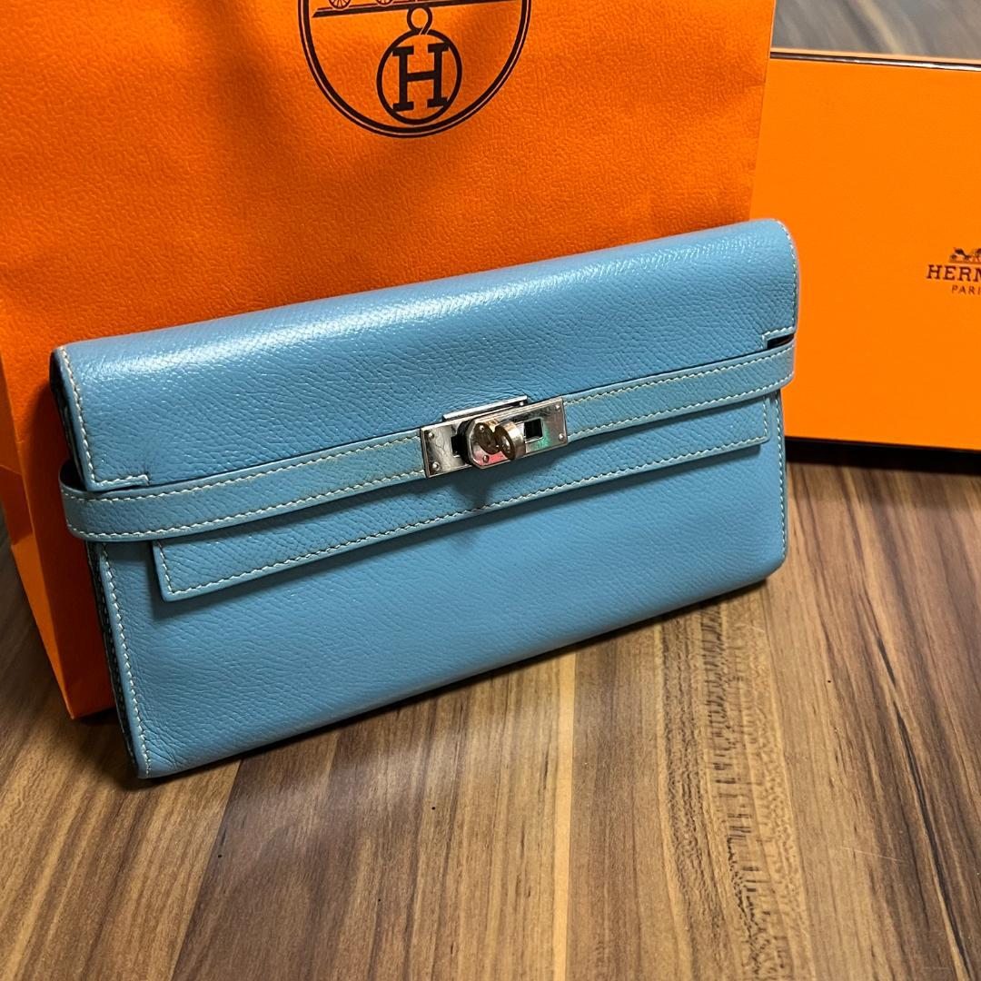 HERMES エルメス 財布 ケリーウォレット ブルージーン 定番人気