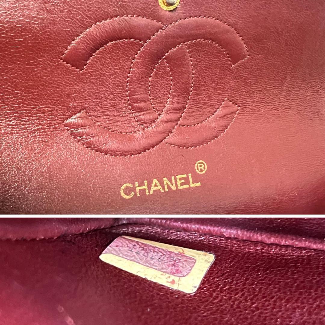 CHANEL シャネル ダブルフラップ ダブルチェーン マトラッセ 25 ラムスキン ショルダーバッグ