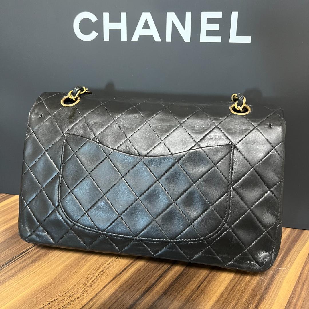 CHANEL シャネル ダブルフラップ ダブルチェーン マトラッセ 25 ラムスキン ショルダーバッグ