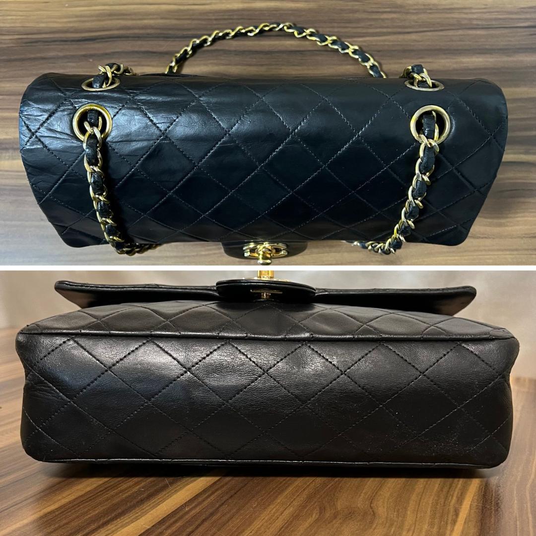 CHANEL シャネル ダブルフラップ ダブルチェーン マトラッセ 25 ラムスキン ショルダーバッグ